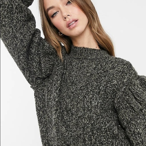 NWT Topshop Charcoal Cable Knit Sweater - Picture 2 of 13